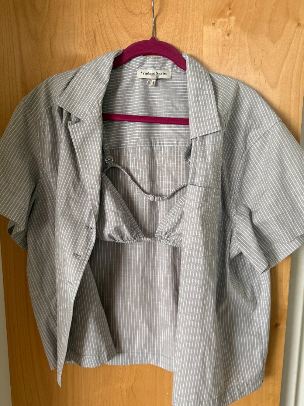 Weekend Stories Button Down Shirt & Matching Bralette - Size Medium